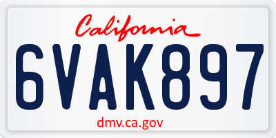 CA license plate 6VAK897