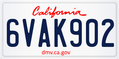 CA license plate 6VAK902