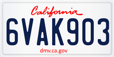 CA license plate 6VAK903