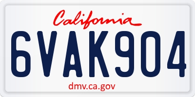 CA license plate 6VAK904