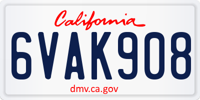 CA license plate 6VAK908