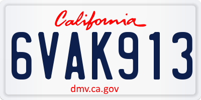 CA license plate 6VAK913