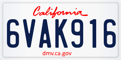 CA license plate 6VAK916