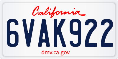 CA license plate 6VAK922