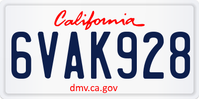 CA license plate 6VAK928