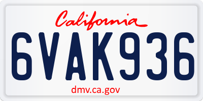 CA license plate 6VAK936