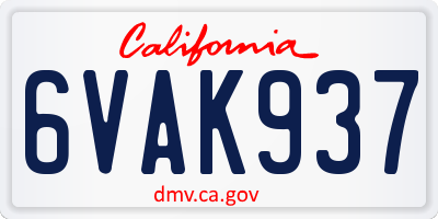 CA license plate 6VAK937