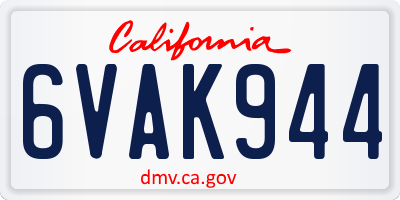 CA license plate 6VAK944