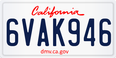 CA license plate 6VAK946
