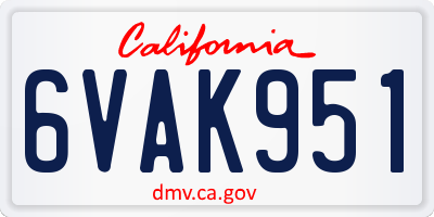 CA license plate 6VAK951