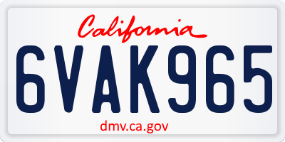 CA license plate 6VAK965