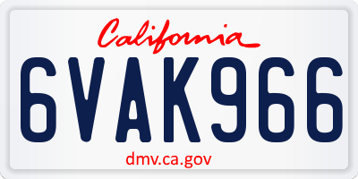 CA license plate 6VAK966