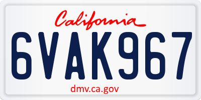 CA license plate 6VAK967