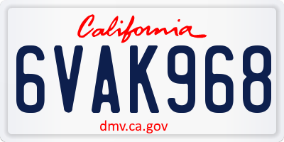 CA license plate 6VAK968