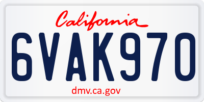 CA license plate 6VAK970