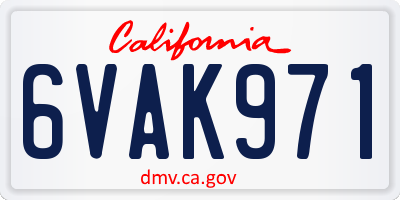 CA license plate 6VAK971