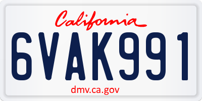 CA license plate 6VAK991