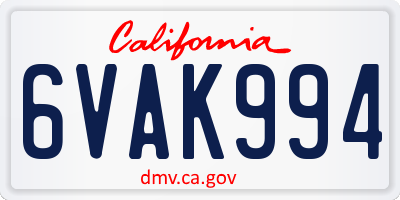 CA license plate 6VAK994