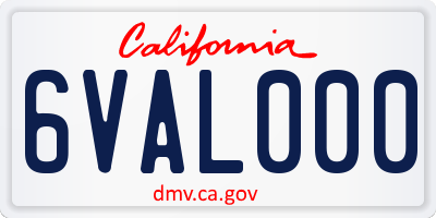 CA license plate 6VAL000