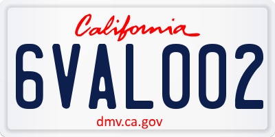 CA license plate 6VAL002