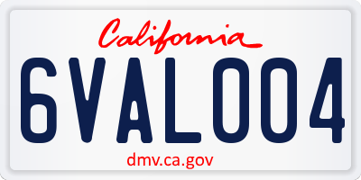 CA license plate 6VAL004
