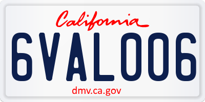 CA license plate 6VAL006