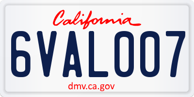 CA license plate 6VAL007