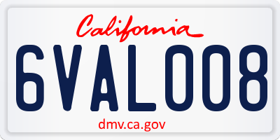 CA license plate 6VAL008