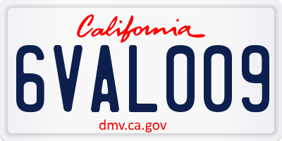 CA license plate 6VAL009
