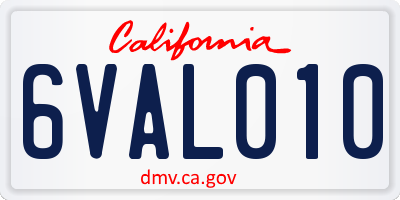 CA license plate 6VAL010