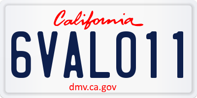 CA license plate 6VAL011