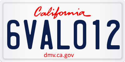 CA license plate 6VAL012