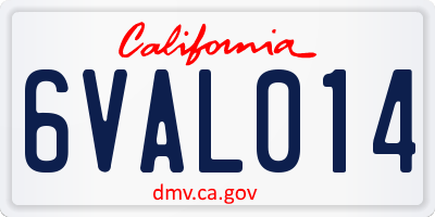 CA license plate 6VAL014