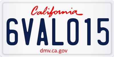 CA license plate 6VAL015
