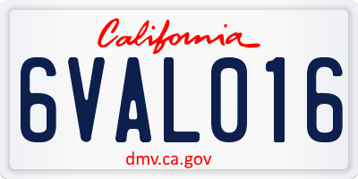 CA license plate 6VAL016