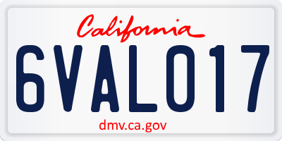 CA license plate 6VAL017