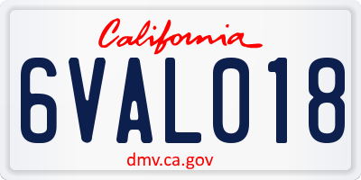 CA license plate 6VAL018