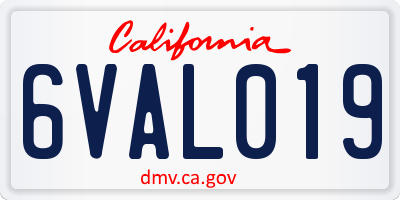 CA license plate 6VAL019