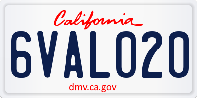 CA license plate 6VAL020