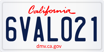 CA license plate 6VAL021