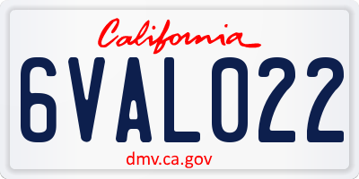 CA license plate 6VAL022