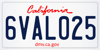 CA license plate 6VAL025