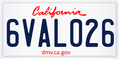 CA license plate 6VAL026