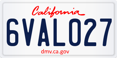 CA license plate 6VAL027