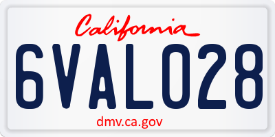 CA license plate 6VAL028