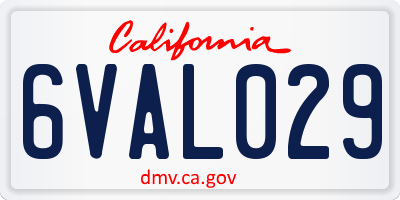 CA license plate 6VAL029