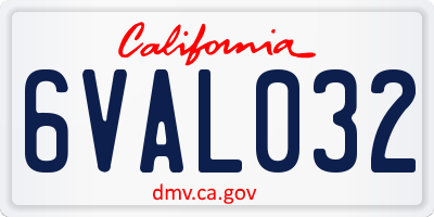 CA license plate 6VAL032