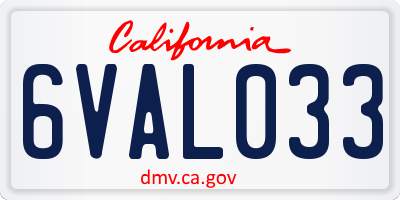CA license plate 6VAL033