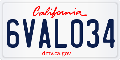 CA license plate 6VAL034