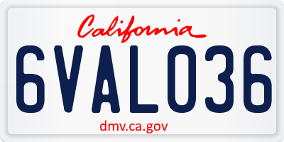 CA license plate 6VAL036